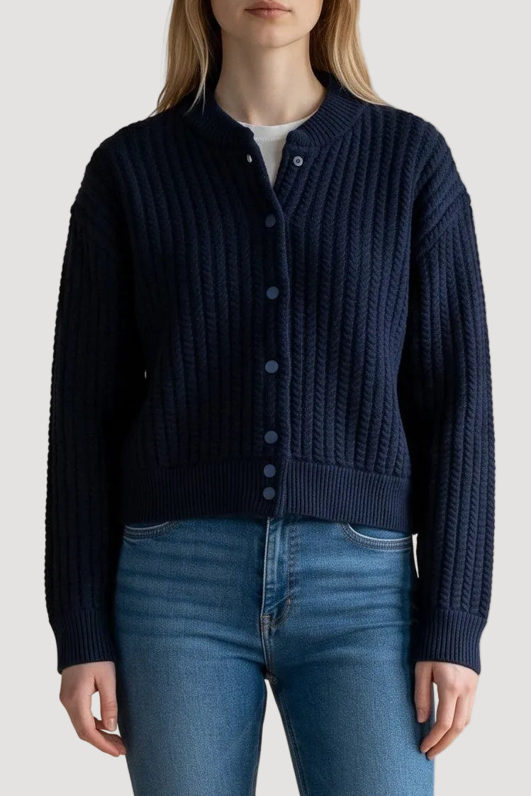 Mv Cable Knit Blouson Cardigan