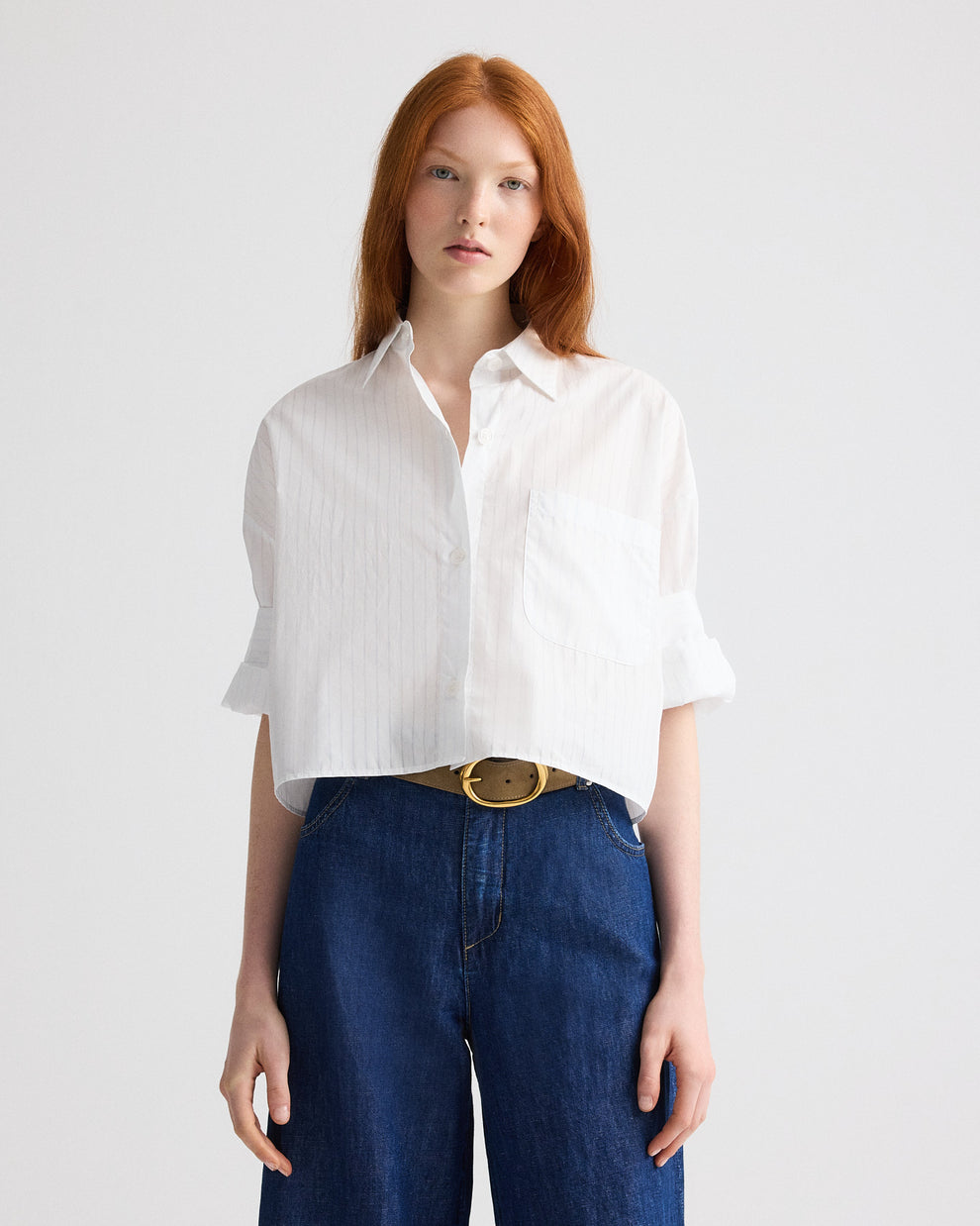 Next Ex Shirt – Cropped Fine Drop Needle Button Down