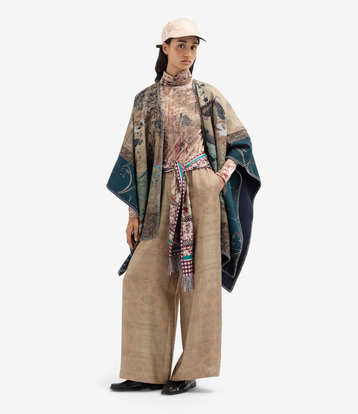 Pancake Wool Poncho Cape