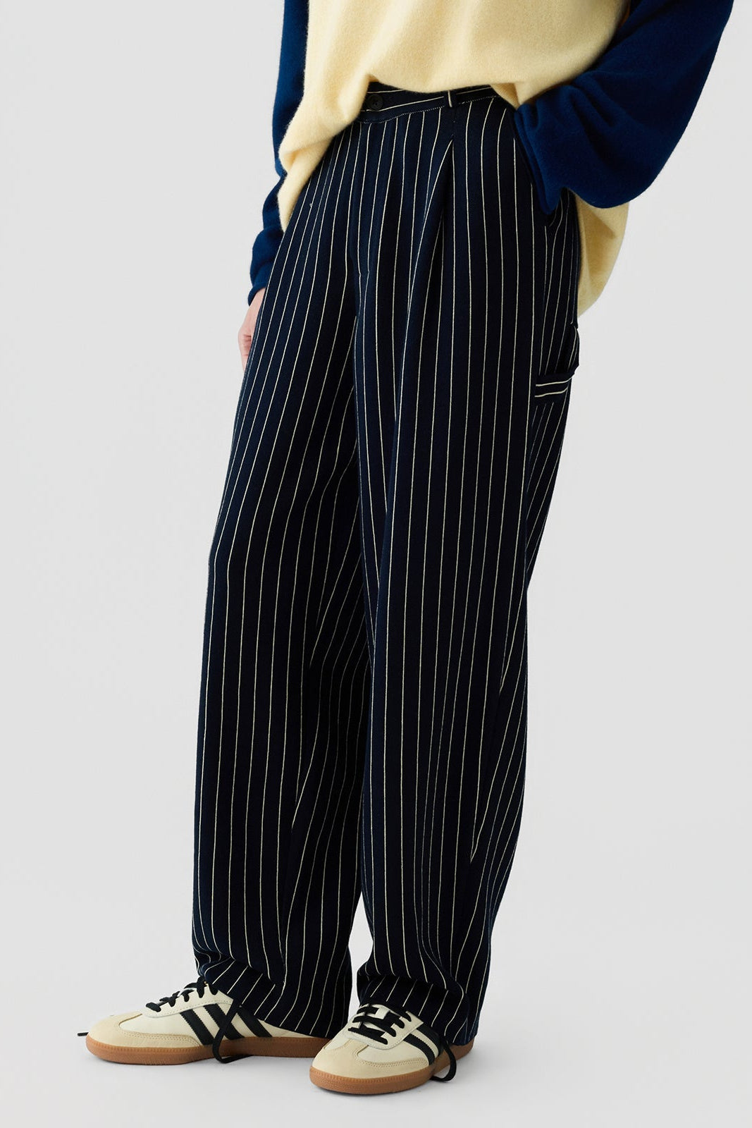 Pinstripe Carpenter Pant - Navy/Butter