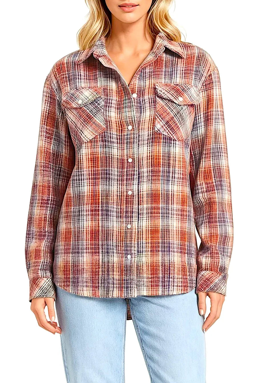 Plaid Woven Cashmere Shirt