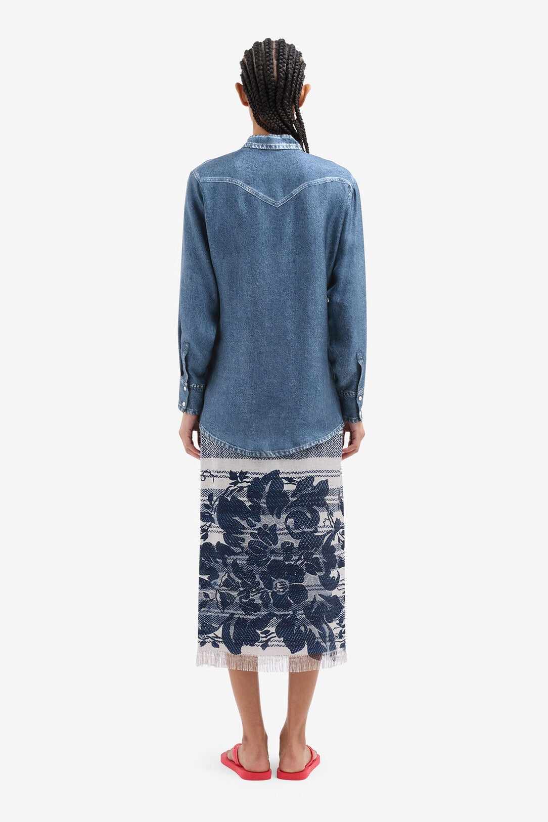 Printed Denim Silk Shirt