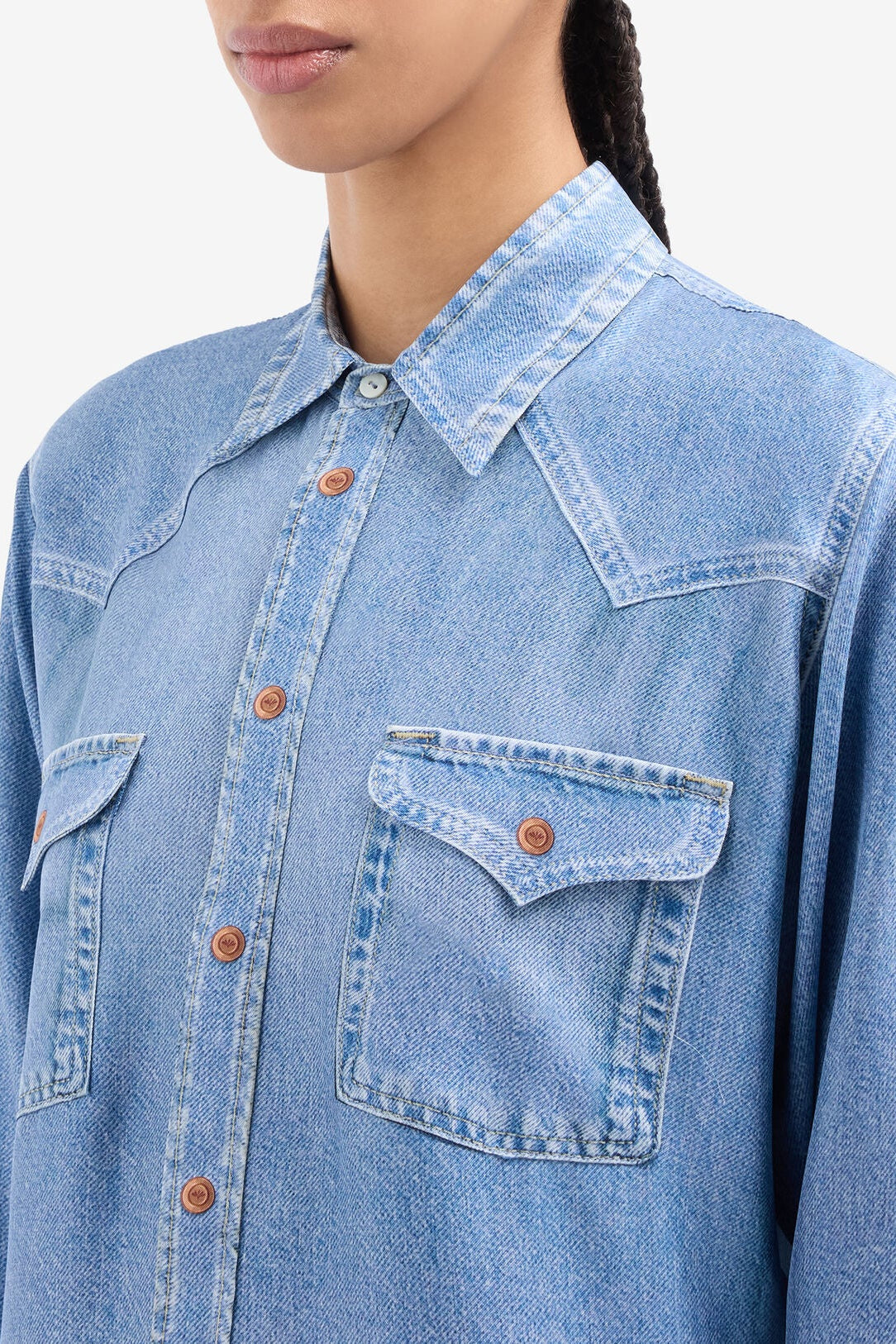 Printed Denim Silk Shirt