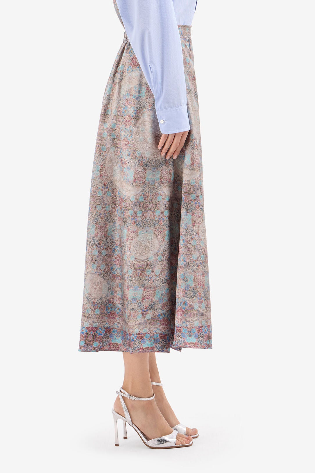 Printed Silk Midi Skirt
