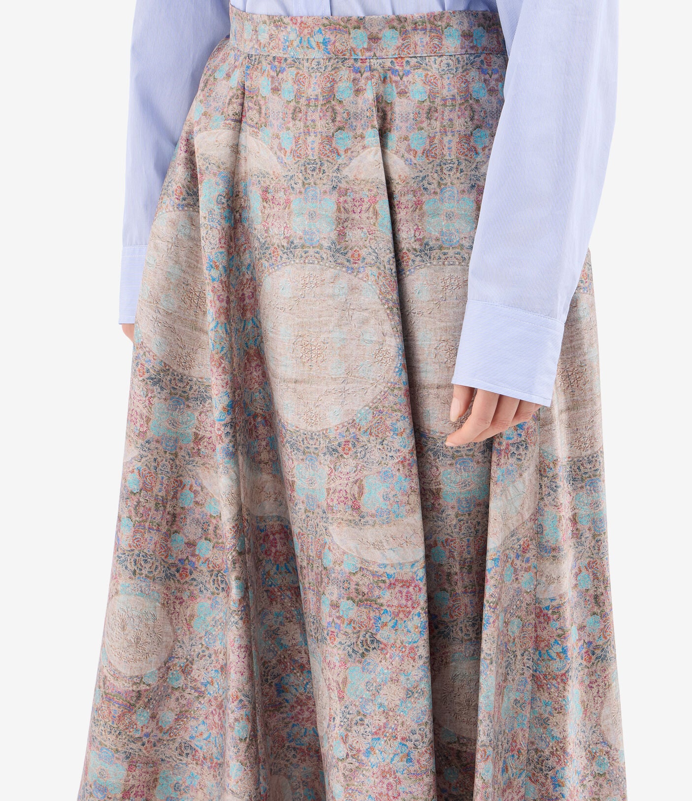 Printed Silk Midi Skirt