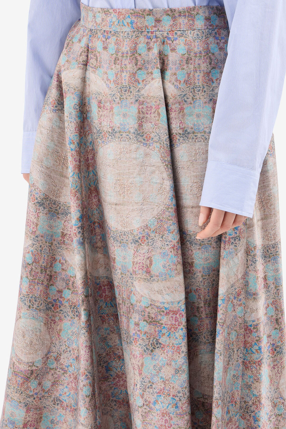 Printed Silk Midi Skirt
