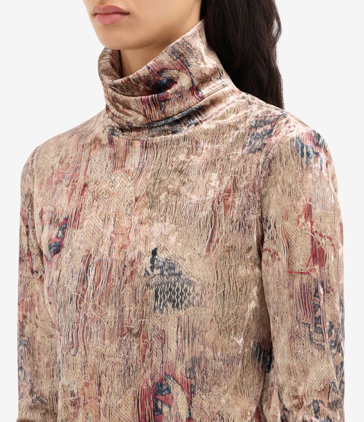 Printed Velvet Turtleneck