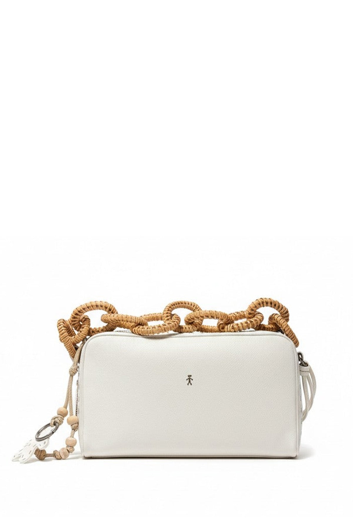 Raffia Chain Leather Bag