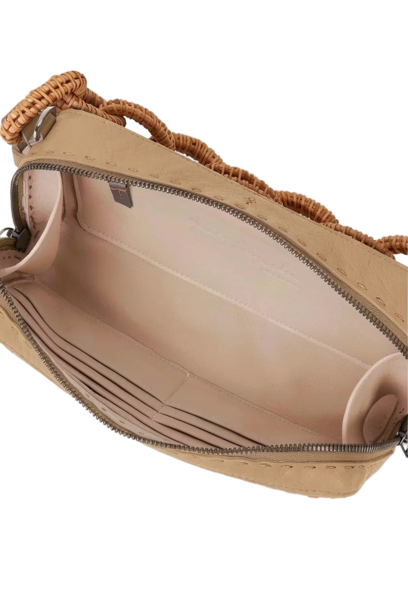 Raffia Chain Woven Leather Bag