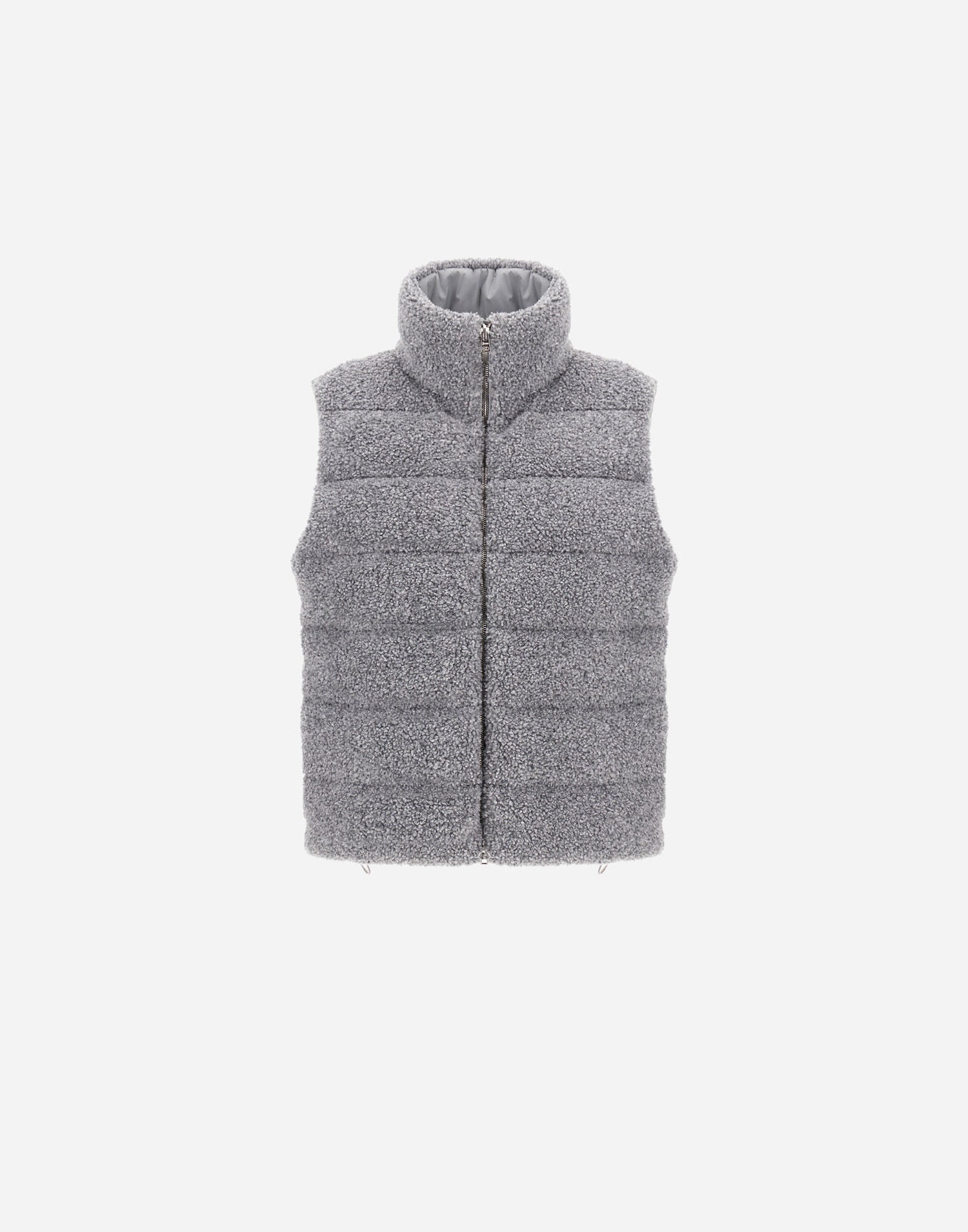 Herno Resort Vest in Wool-Blend Melange Flannel - Light Grey - flat product shot