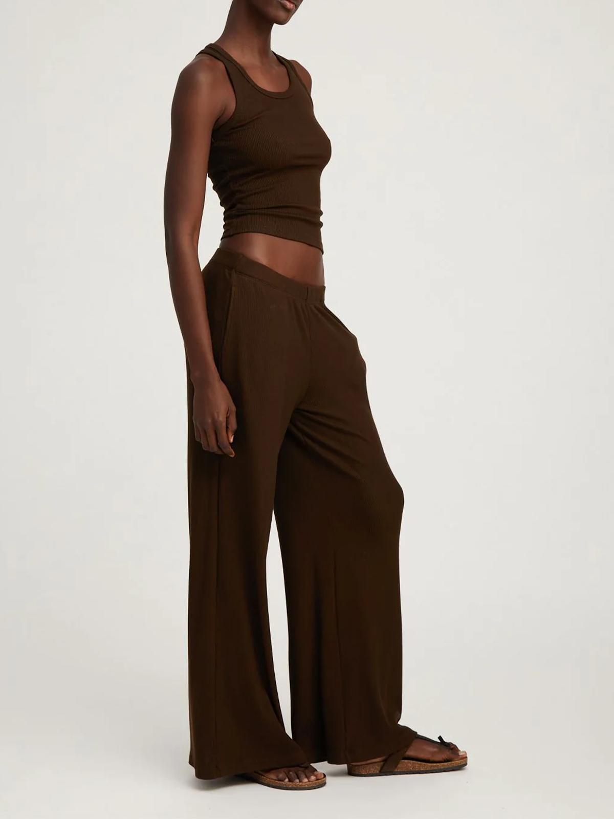 Rib Wide Leg Pants