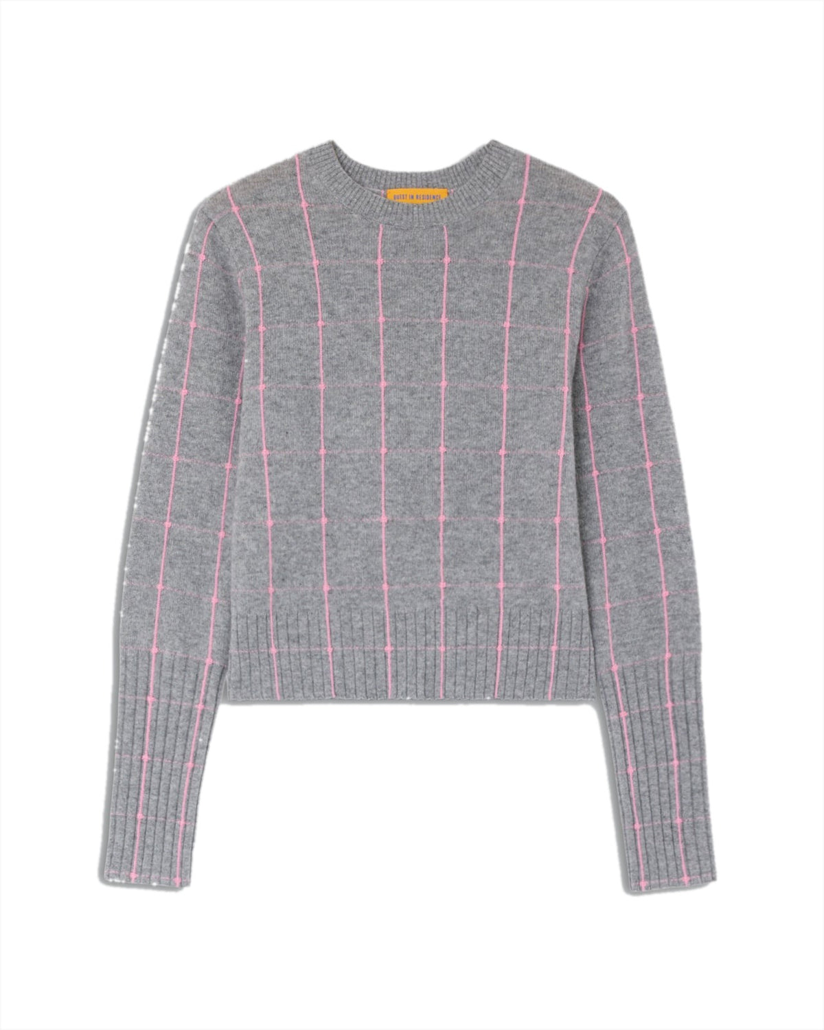 Guest In Residence Shrunken Checker Crew in Heather Grey Sprinkle flat lay