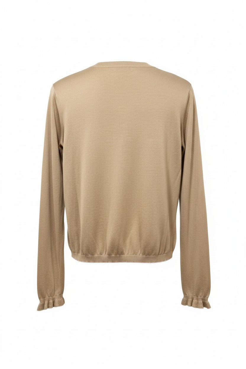 Silk Cotton Crew Neck Cardigan