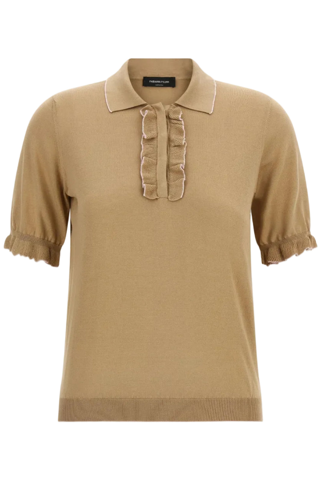 Silk Cotton Ruffle Polo