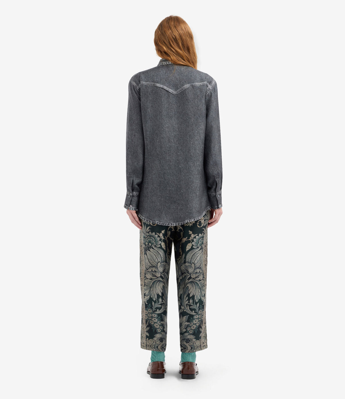Silk Denim Printed Shirt