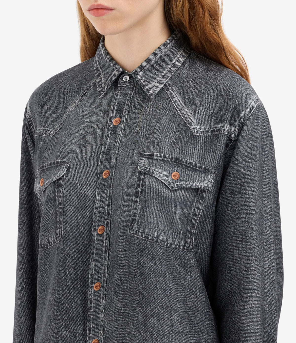 Silk Denim Printed Shirt