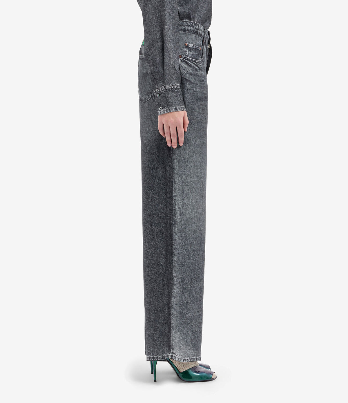 Silk Denim Printed Trousers