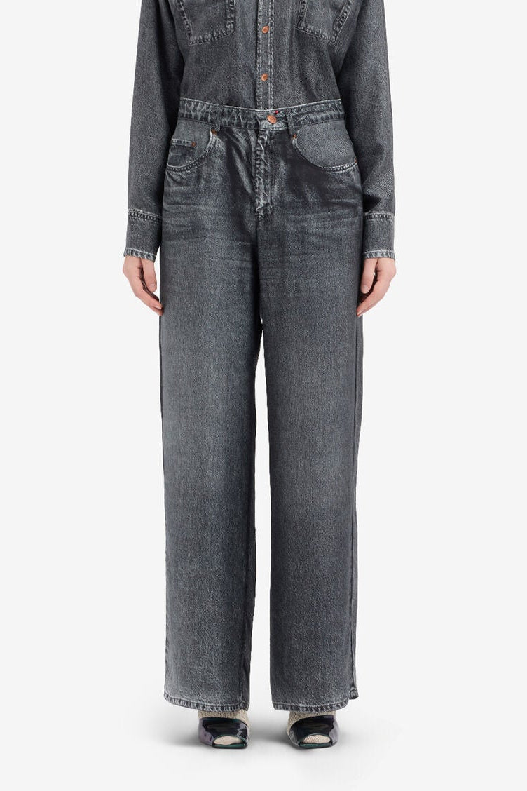Silk Denim Printed Trousers