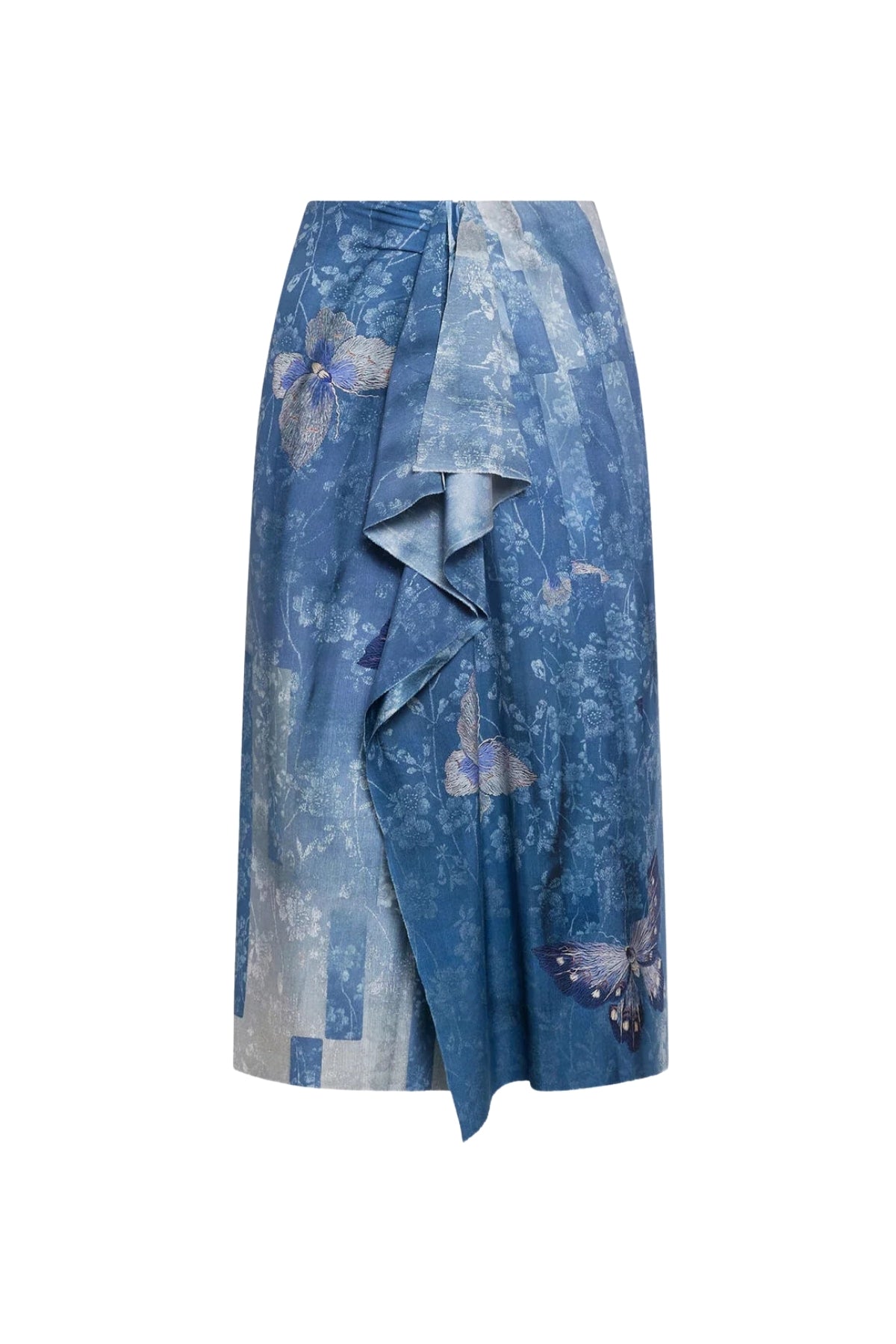 Silk Ruffle Front Skirt