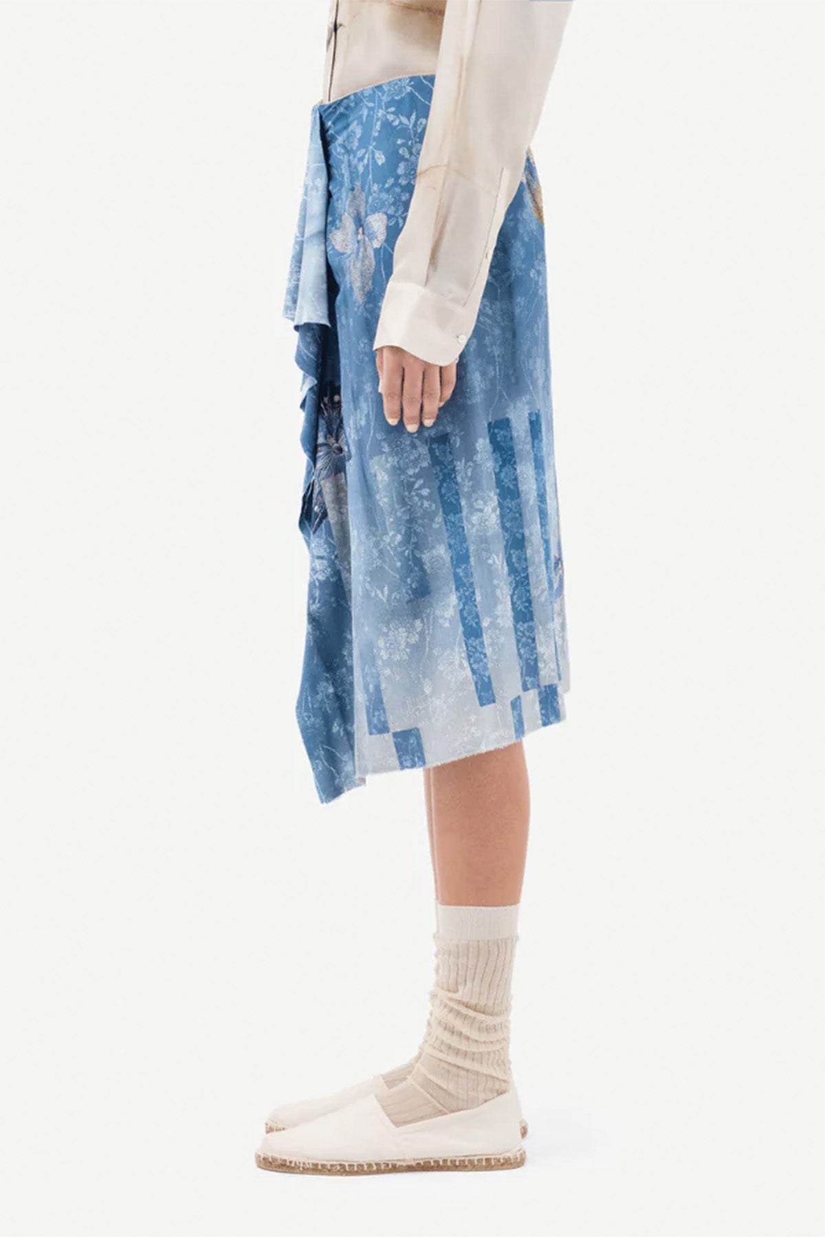 Silk Ruffle Front Skirt