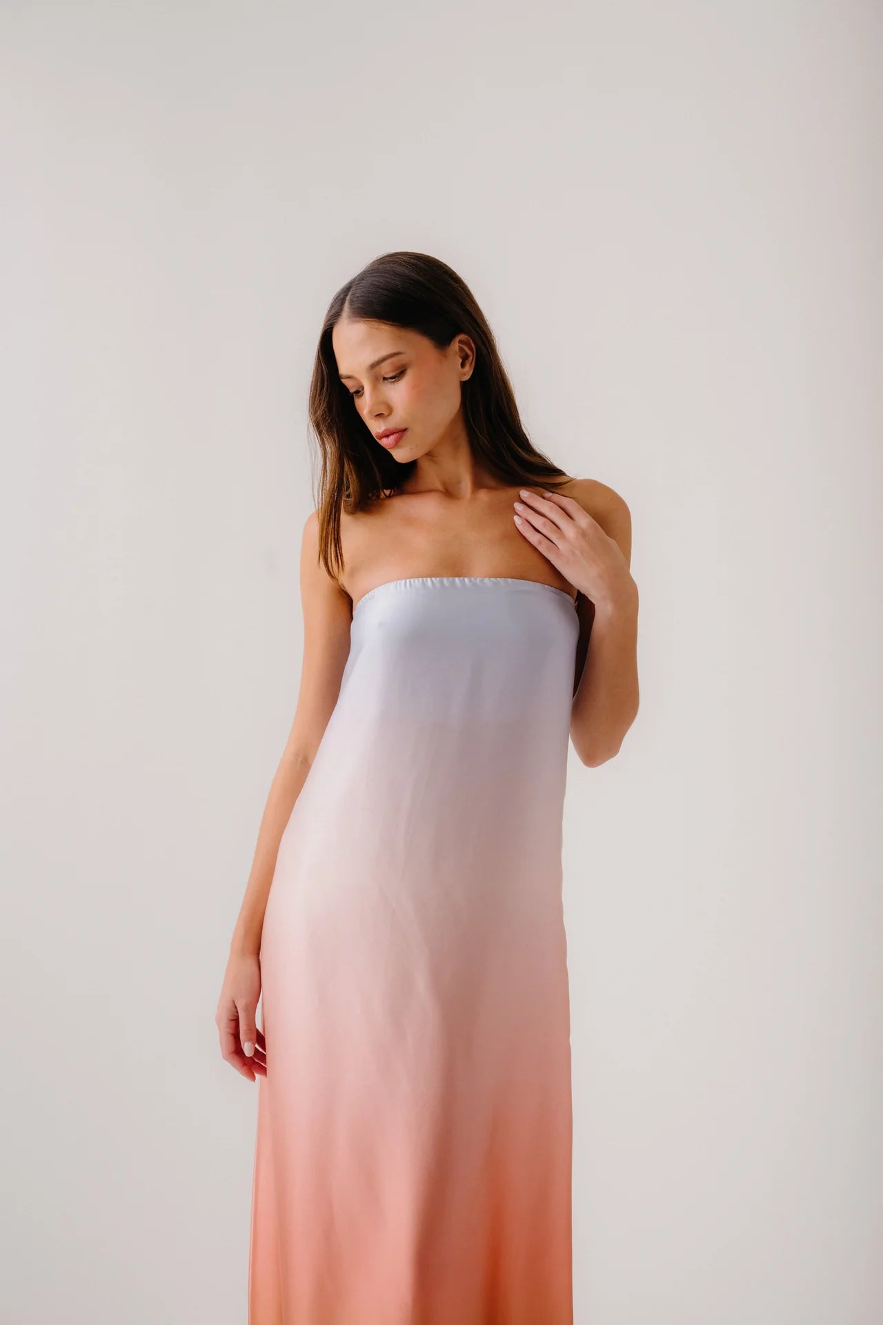 Strapless Ombre Maxi Dress