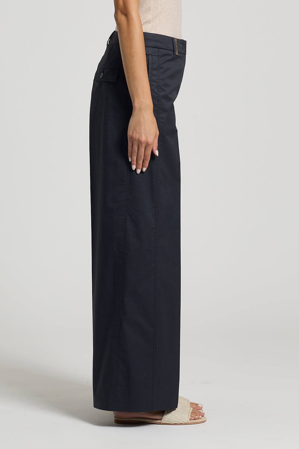 Stretch Cotton Satin Pants