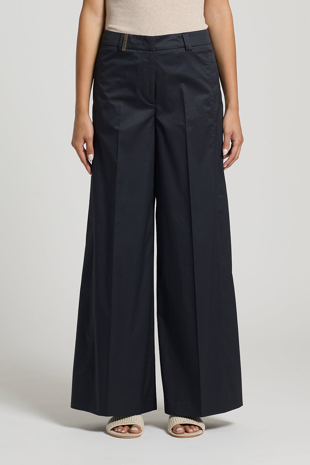Stretch Cotton Satin Pants