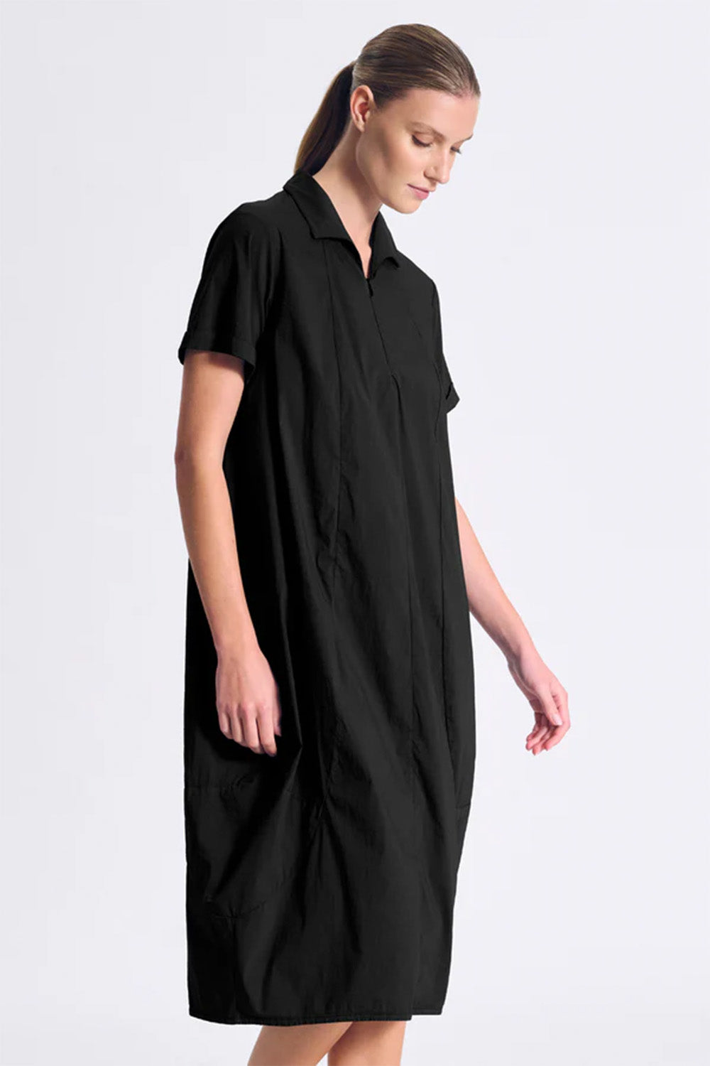 Stretch Poplin Zipped Dress
