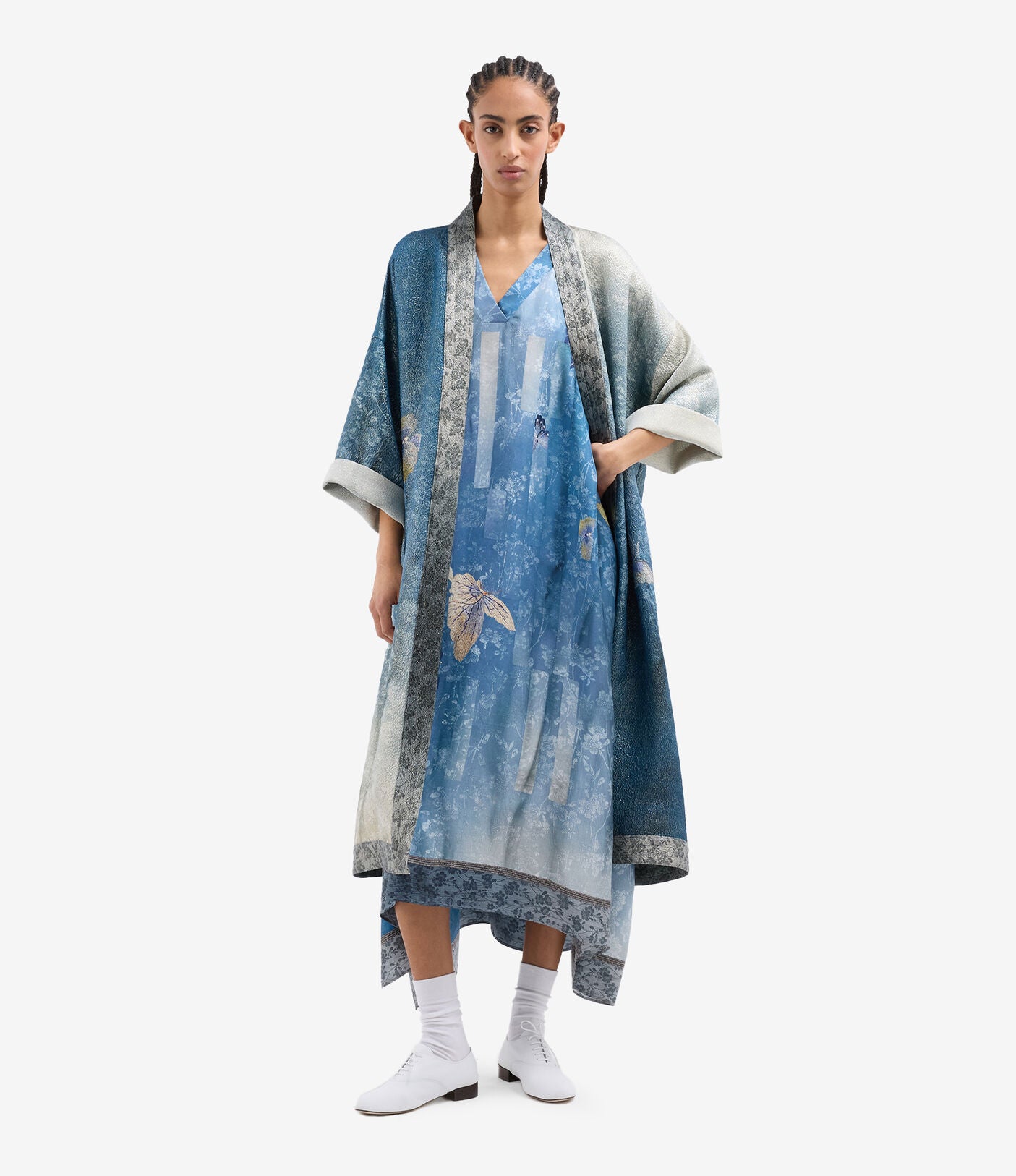 V Neck Silk Kaftan