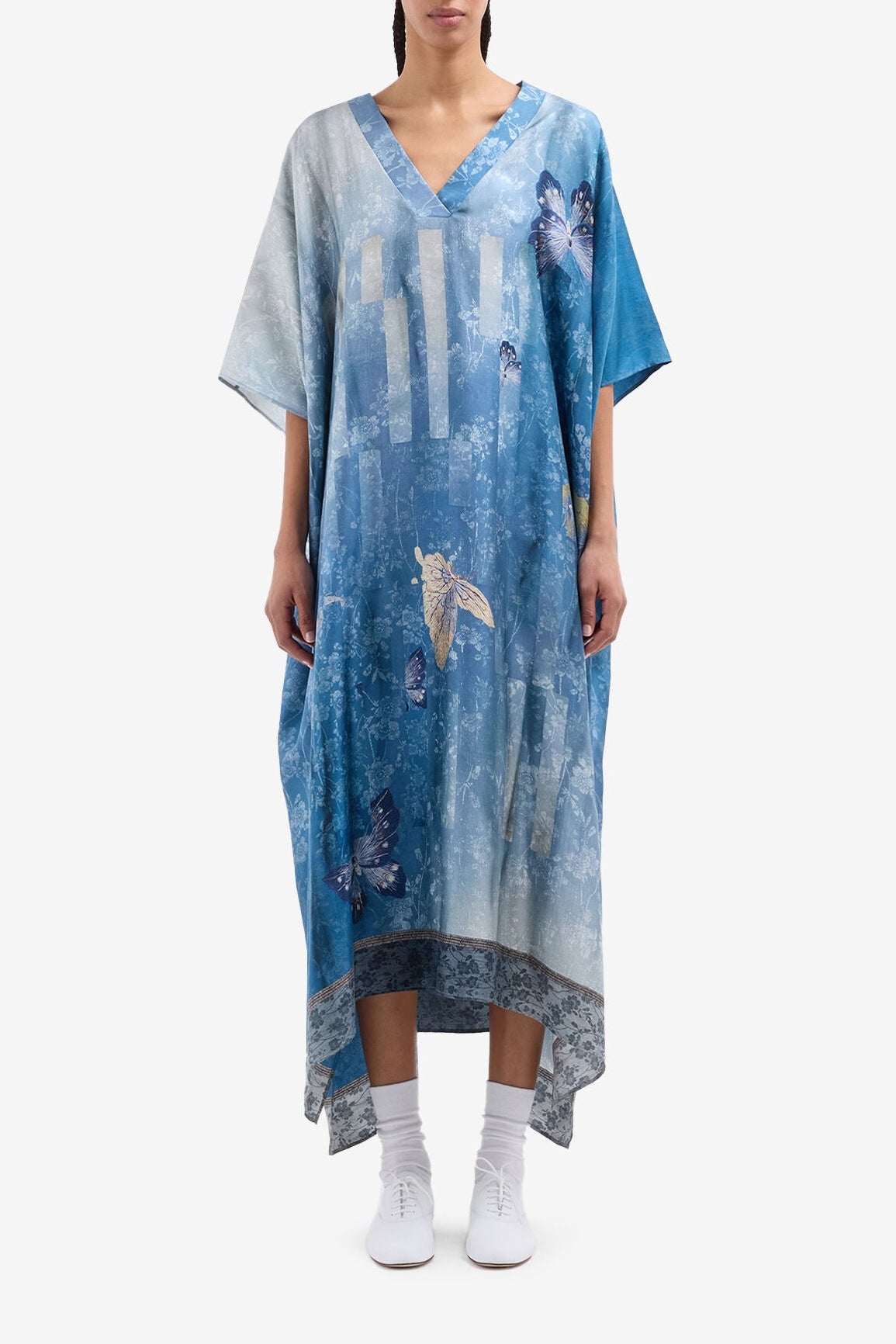 V Neck Silk Kaftan