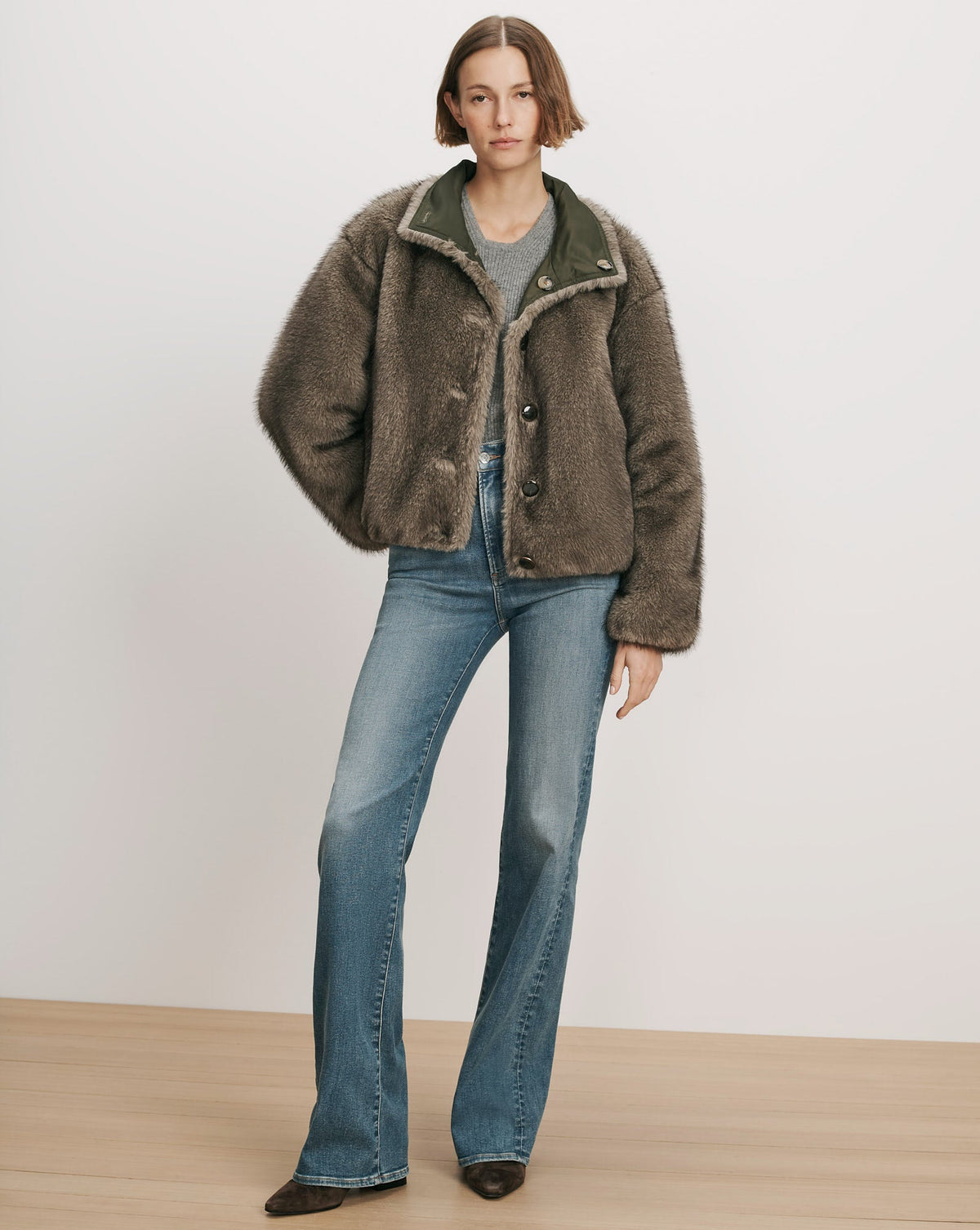 Veronica Beard Varell Reversible Jacket worn reversed full length