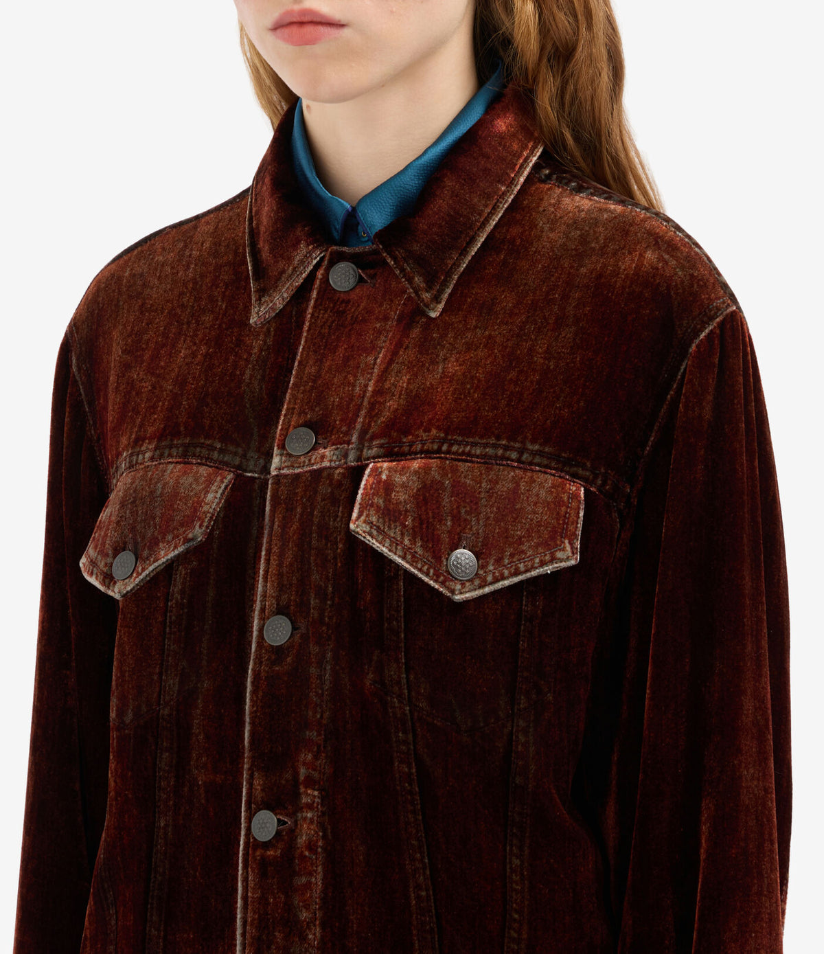 Velvet Denim Printed Jacket