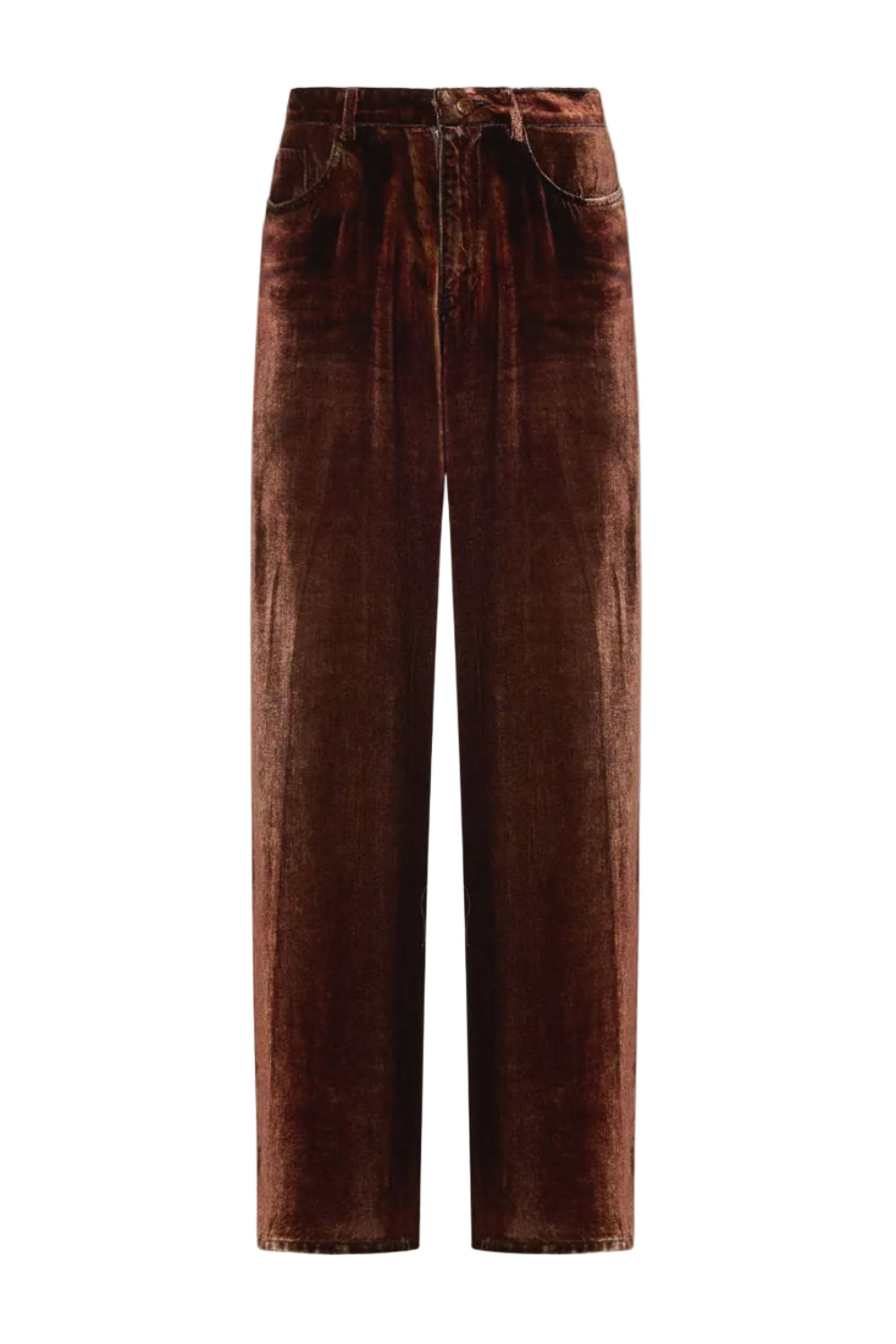 Velvet Denim Printed Trousers