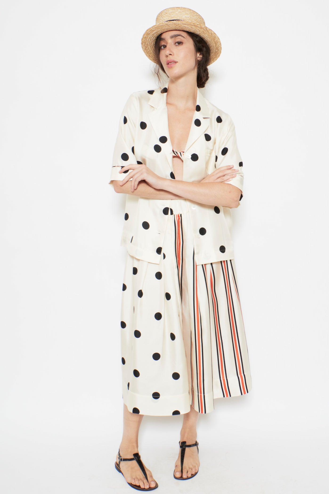 VENISE Skirt | Mix Pois Grosso Noir Ecru Stylish Women’s Skirt