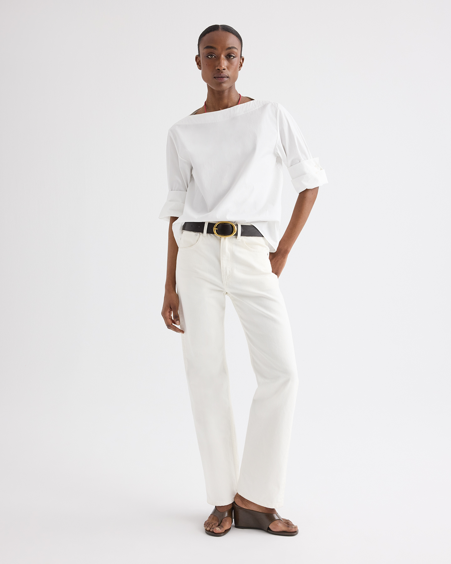 Wide Leather Belt - Dakota detail