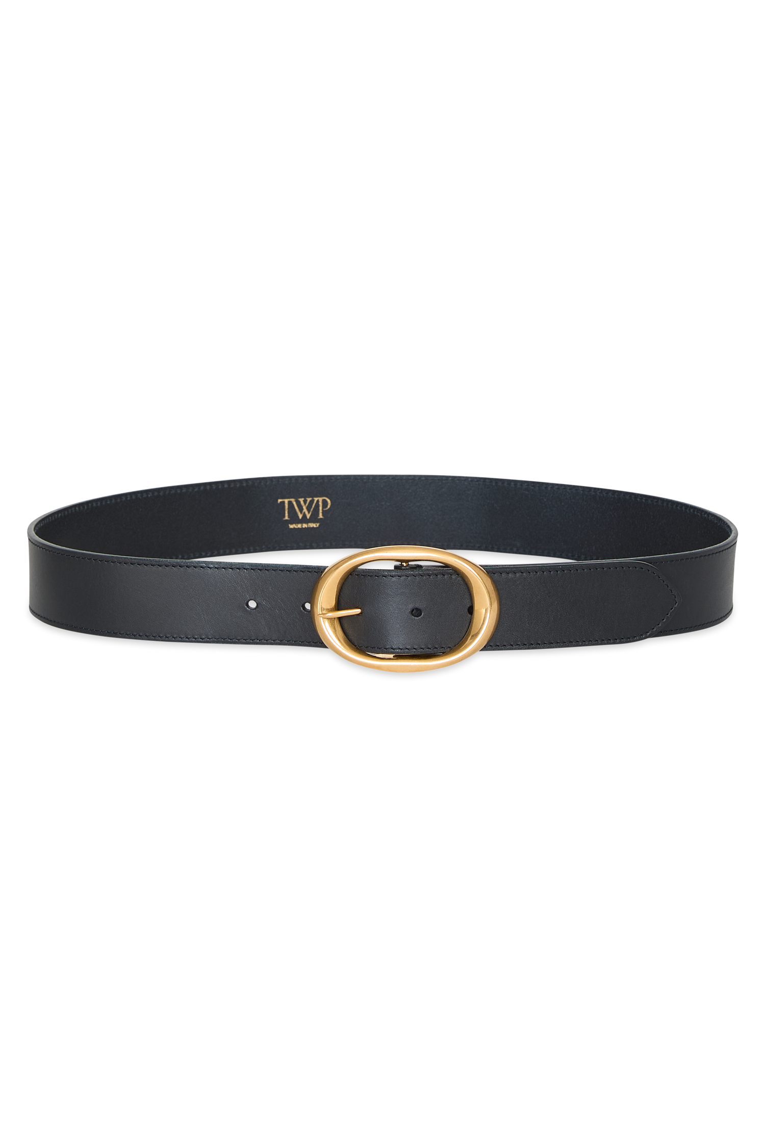 Wide Leather Belt with Brass Buckle – Italian Cowhide