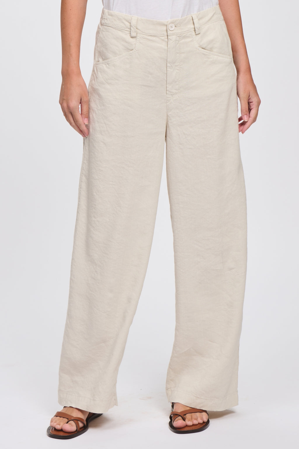 Wide-Leg Linen Viscose Trousers