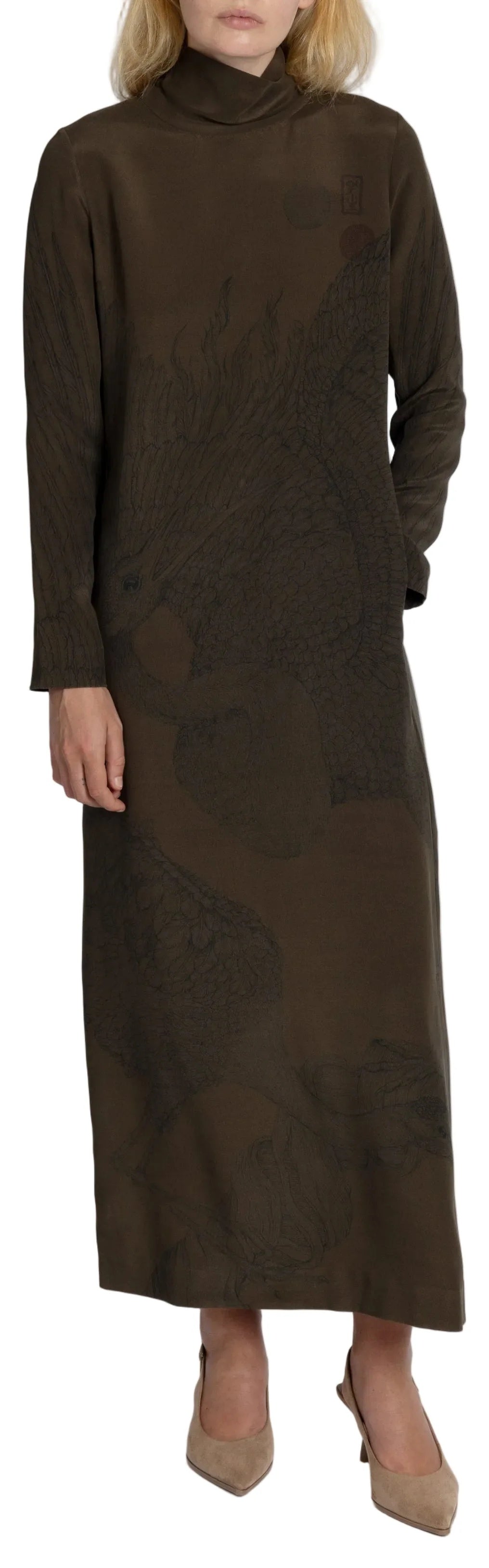 Wind Dancer - Heaven Caller Silk Marocain Dress - Bronze Umber - Front