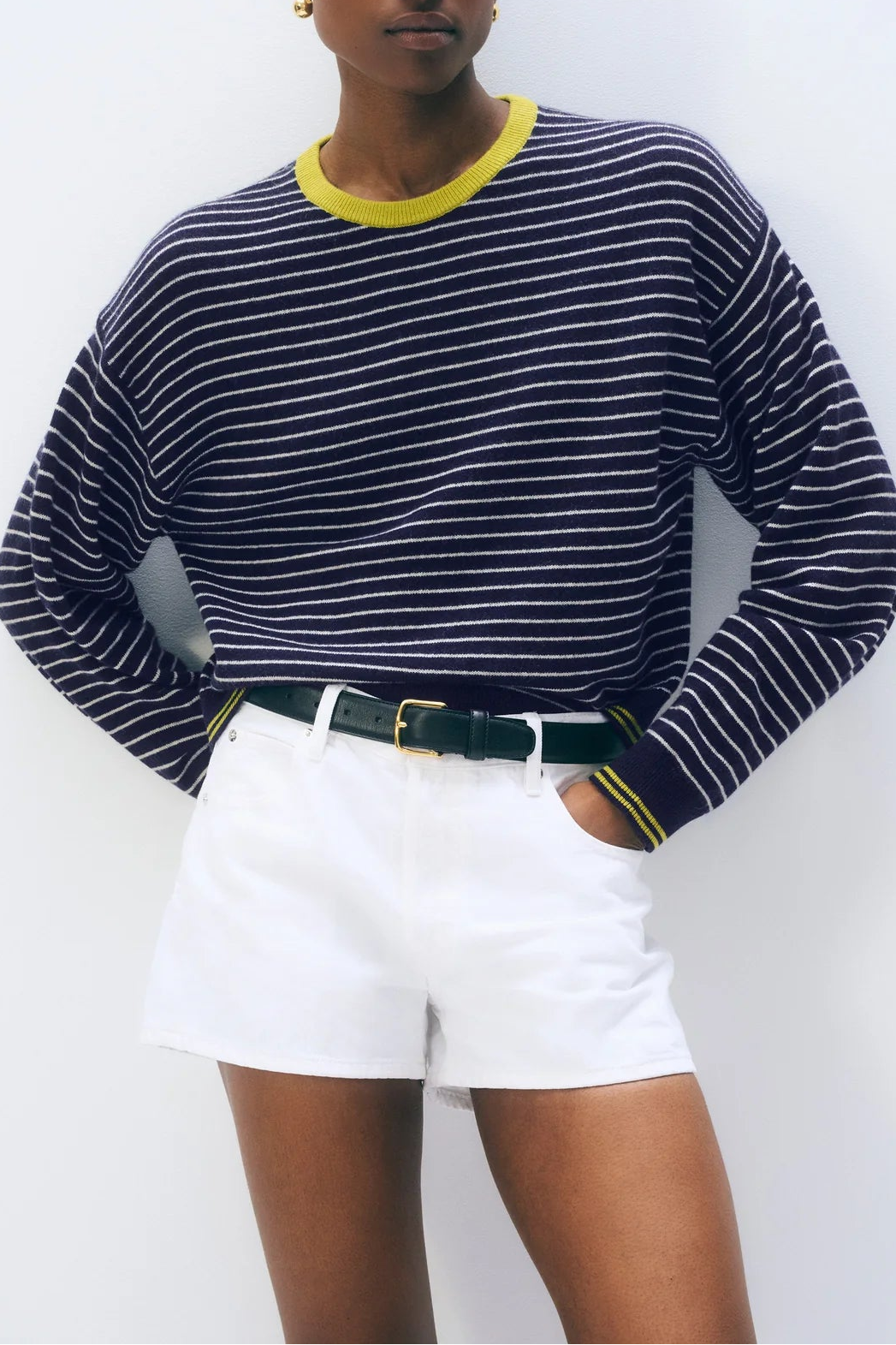 Cashmere Striped Crewneck