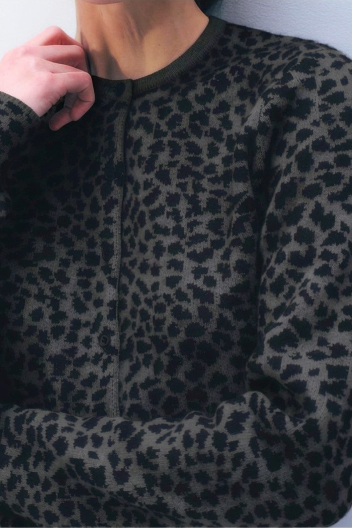 Cashmere Leopard Print Cardigan