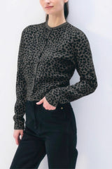 Cashmere Leopard Print Cardigan