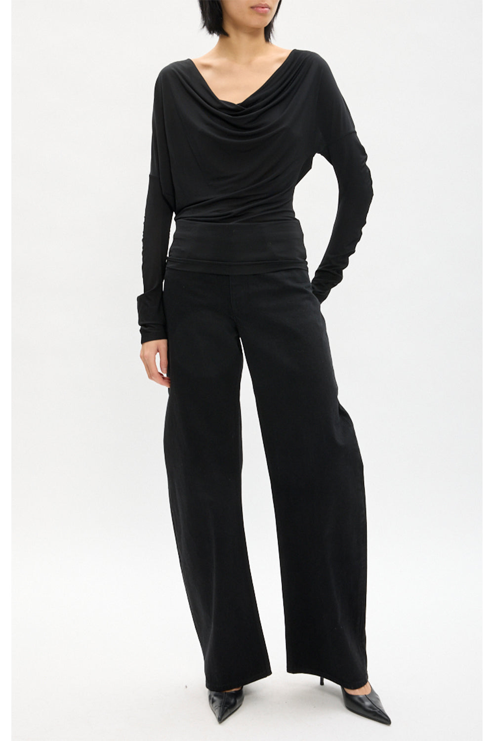 Cowl Neck Long Blouse
