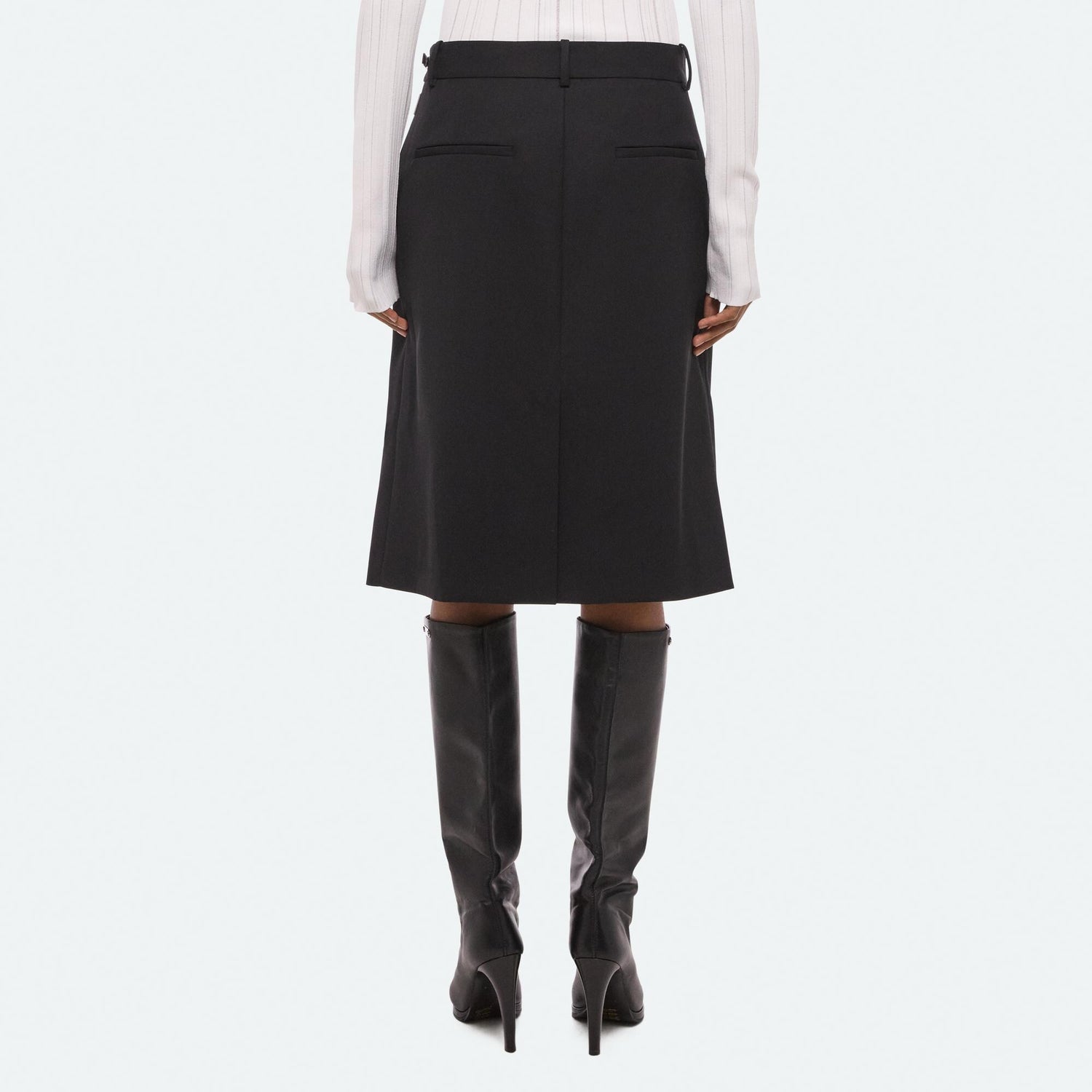 Wardrobe Belted Skirt in black wool gabardine by Helmut Lang - Panache luxury womenswear boutique Sun Valley Park City - 5
