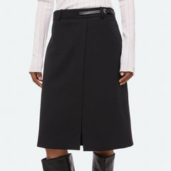 Wardrobe Belted Skirt in black wool gabardine by Helmut Lang - Panache luxury womenswear boutique Sun Valley Park City - 6
