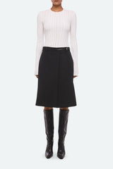 Wardrobe Belted Skirt in black wool gabardine by Helmut Lang - Panache luxury womenswear boutique Sun Valley Park City