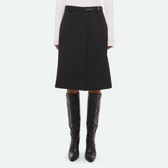 Wardrobe Belted Skirt in black wool gabardine by Helmut Lang - Panache luxury womenswear boutique Sun Valley Park City - 3