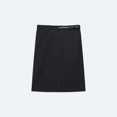 Wardrobe Belted Skirt in black wool gabardine by Helmut Lang - Panache luxury womenswear boutique Sun Valley Park City - 2