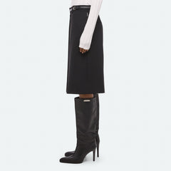 Wardrobe Belted Skirt in black wool gabardine by Helmut Lang - Panache luxury womenswear boutique Sun Valley Park City - 4