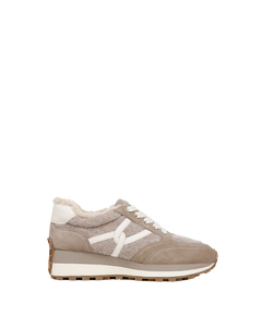 Valentina Shearling Sneaker in Cobblestone - flat