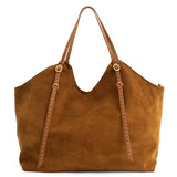 Sioux Tote - Cognac Suede w/ Brass Art